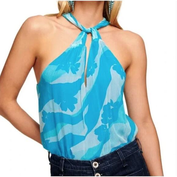 Rami Brook Skylar Floral Twisted Halterneck Top Womans size Small NWT - Picture 1 of 12